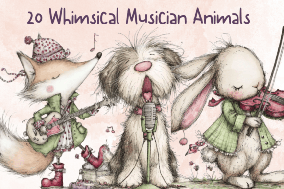 Download Whimsical Musician Animals Clipart Set - Set Collection