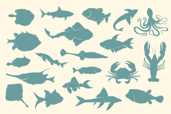 Download Sea Animal Silhouette Vector Set - Set Collection