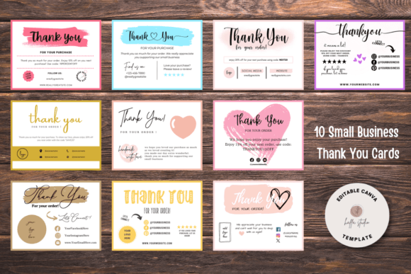 Download 10 Small Business Thank You Cards Bundle - Small business Collection