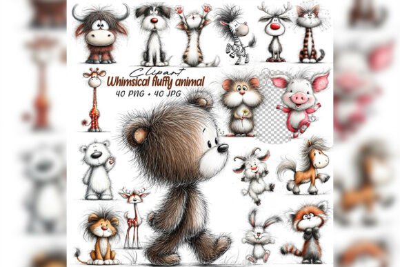 Download Whimsical Fluffy Animal Clipart Set - Set Collection