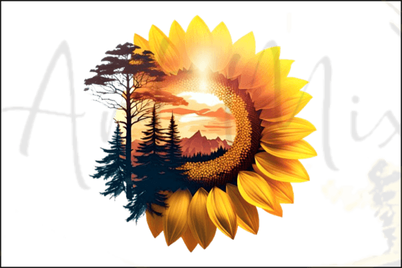Download Sunflower and Sunset Double Exposure Png - Set Collection