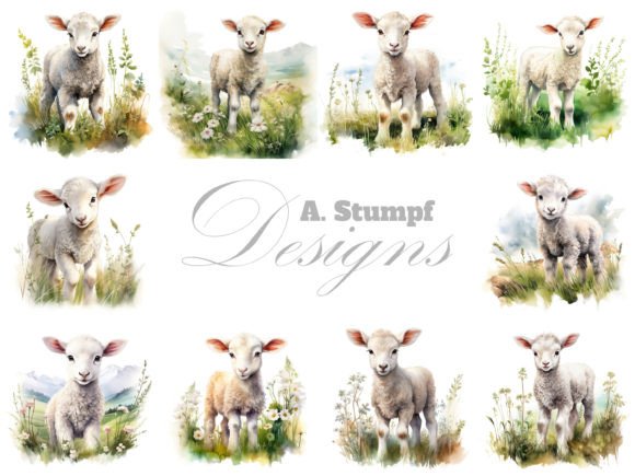 Download Lamb Watercolor Farm Animal Clipart Set - Set Collection