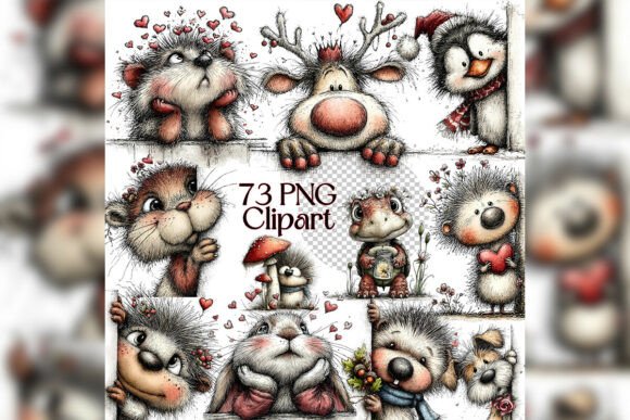 Download Whimsical Peeking Reindeer Clipart Set - Set Collection