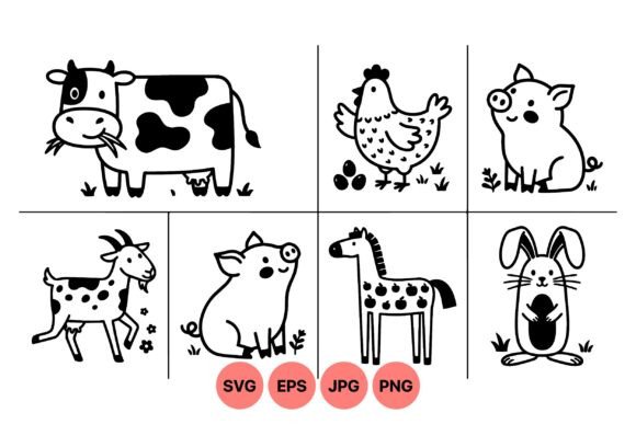 Download Cute Farm Animal Clipart Set - Set Collection