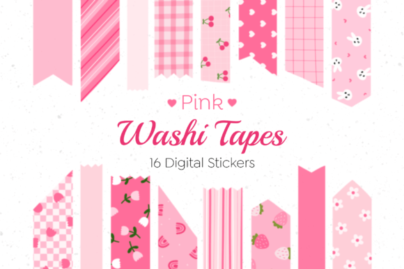 Download Digital Washi Tape Pink Set - Set Collection