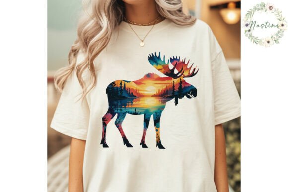 Download Moose Sunset Lake Forest Sublimation PNG - Set Collection