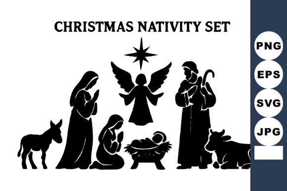 Download Christmas Nativity Set Vector Silhouette - Set Collection