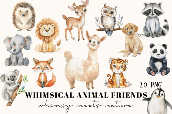 Download 20 Whimsical Animal Clipart Set - Set Collection