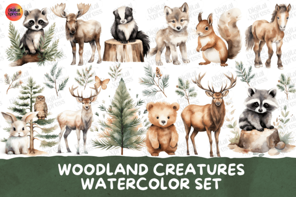 Download Woodland Creatures Watercolor Set - Set Collection