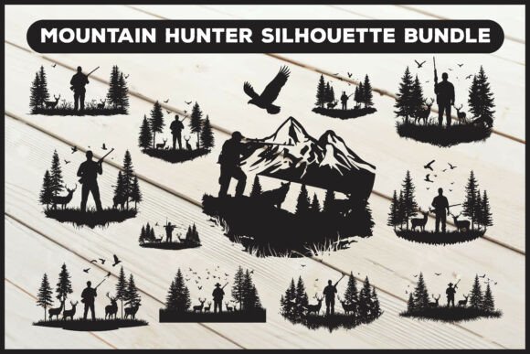 Download Mountain Hunter Wildlife Silhouette - Wildlife silhouette Collection
