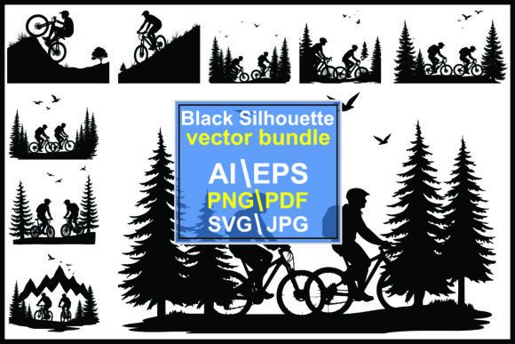 Download Mountain Biking Vector Silhouette - Premium Resources