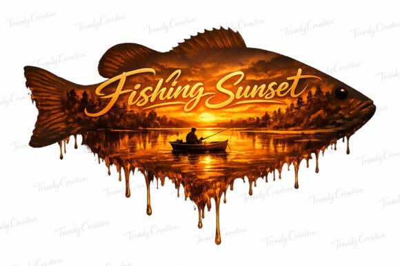 Download Fishing Sunset Double Exposure PNG - Set Collection