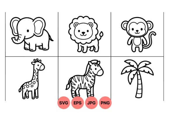 Download Cute Safari Animal Clipart Set - Set Collection
