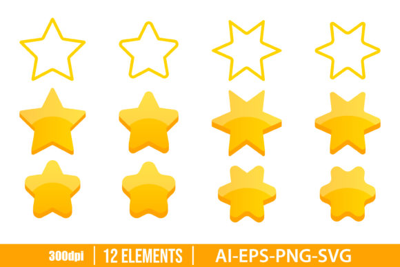 Download Golden Stars Clipart Set - Set Collection