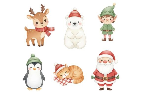 Download Cute Christmas Character Clipart Set - Premium Resources