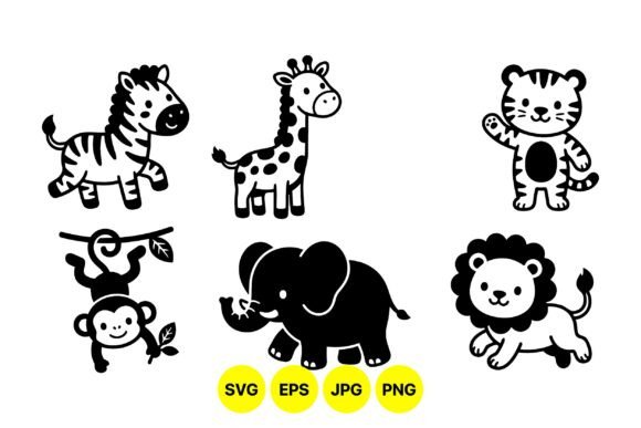 Download Cute Safari Animal Clipart Set - Set Collection