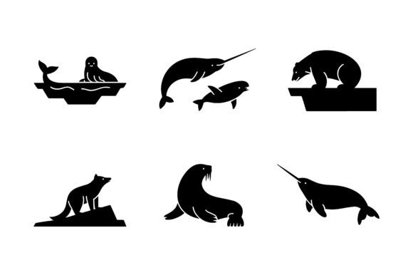 Download Arctic Animal Silhouette Icon Set EPS - Set Collection