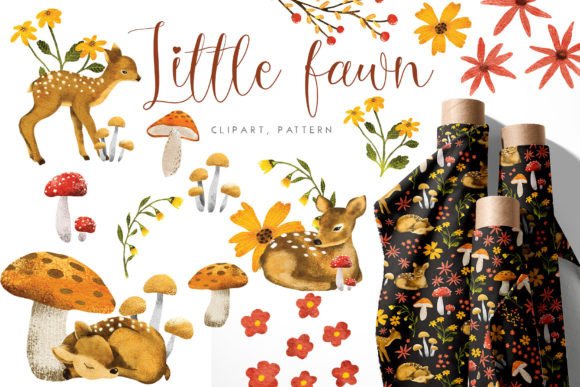 Download Little Deer Clipart Pattern Set - Set Collection