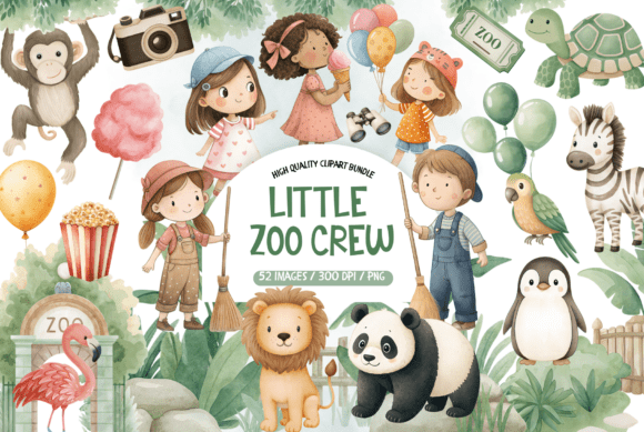 Download Little Zoo Animal Clipart Set - Set Collection