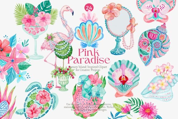 Download Pink Tropical Clipart Set - Premium Resources
