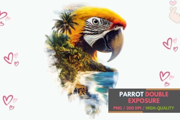 Download Parrot PNG Double Exposure Artwork - Artwork Collection
