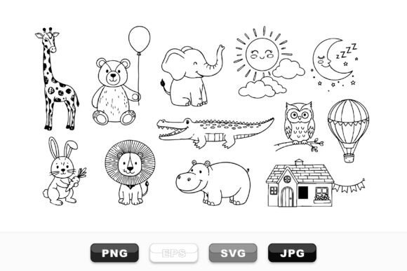 Download Cute Safari Animal Clipart Set - Set Collection