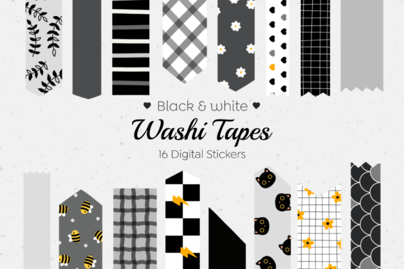 Download Digital Washi Tape Monochrome Set - Set Collection