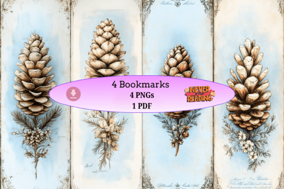 Download Vintage Pinecone Bookmark Set - Set Collection