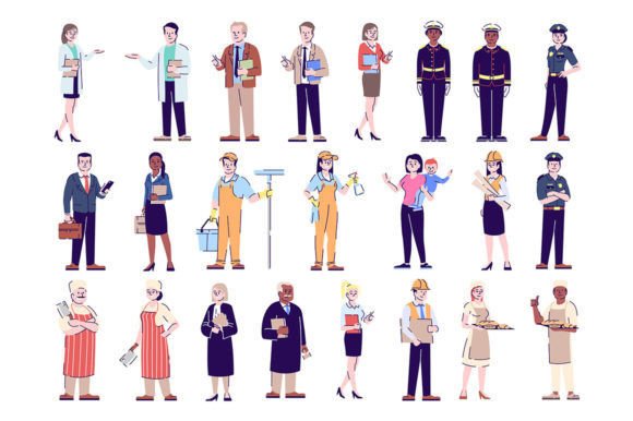 Download Professions Flat Vector Illustration Set - Set Collection