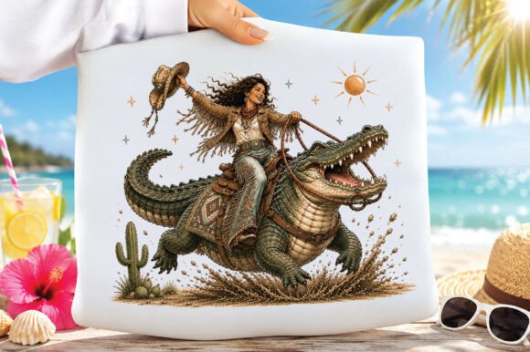 Download Funny Western Cowgirl Crocodile PNG - Crocodile Collection