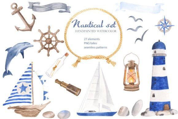 Download Nautical Set Watercolor - Set Collection