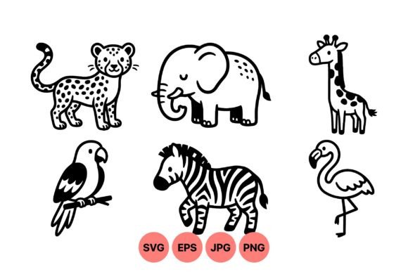 Download Cute Safari Animal Clipart Set - Set Collection