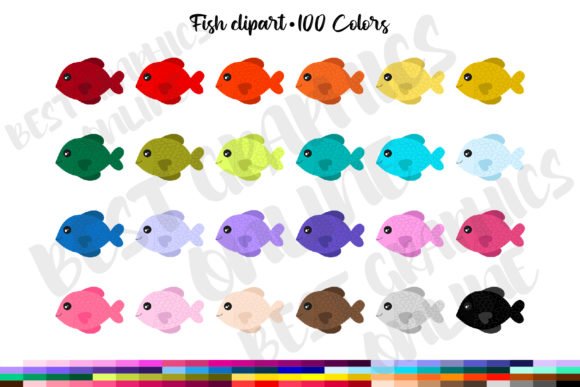 Download Rainbow Cute Fish Clip Art Set - Set Collection