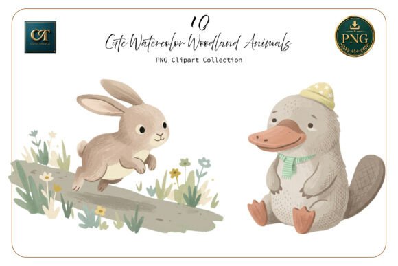 Download Cute Woodland Watercolor Style PNG Set - Set Collection