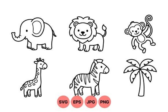 Download Cute Safari Animal Clipart Set - Set Collection