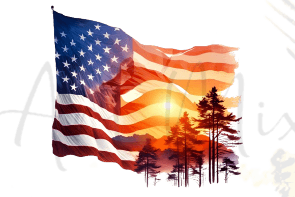 Download Flag and Sunset Double Exposure Graphic - Set Collection