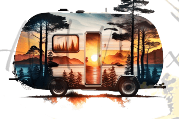 Download Camper and Sunset Double Exposure Png - Set Collection