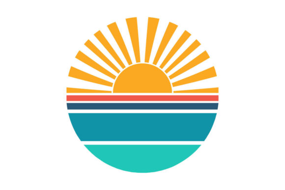 Download Sunrays Ocean Horizon Retro Sunset - Set Collection