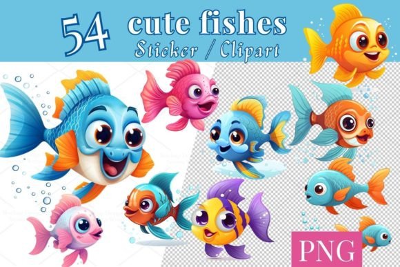 Download 54 Cute Fish Clip Art Set, PNG 760 - Set Collection
