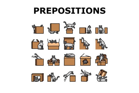Download Preposition English Language Icons Set - Set Collection
