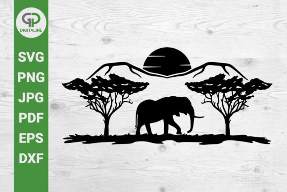 Download Desert Elephant and Sunset in Africa SVG - Set Collection