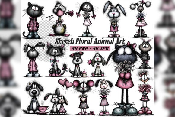 Download Whimsical Floral Animal Clipart Set - Set Collection
