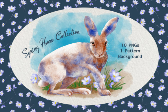 Download Watercolor Spring Hare Clip Art Set - Set Collection