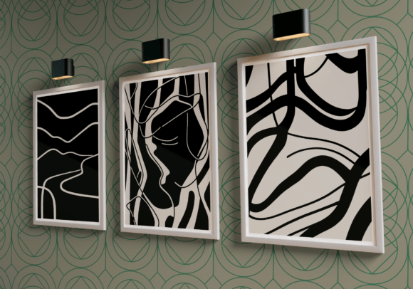 Download Set of 3 Scandinavian Abstract Lines Art - Set Collection